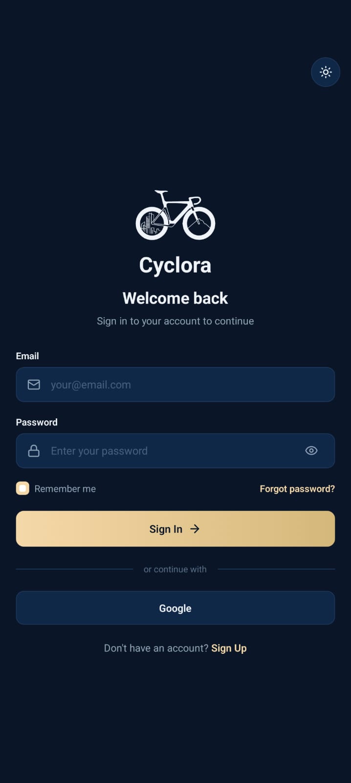 Inicio de sesión en la app móvil