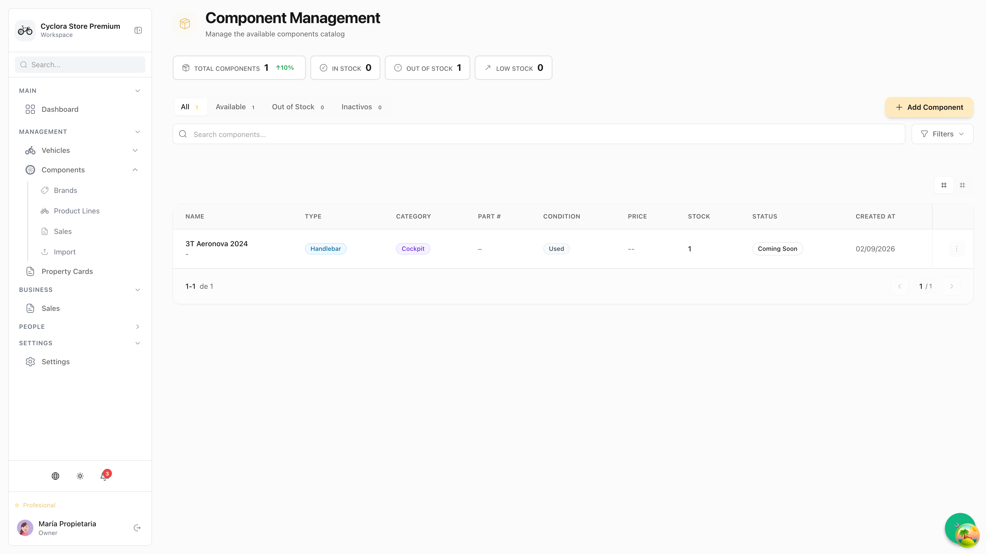 Gestión de Componentes