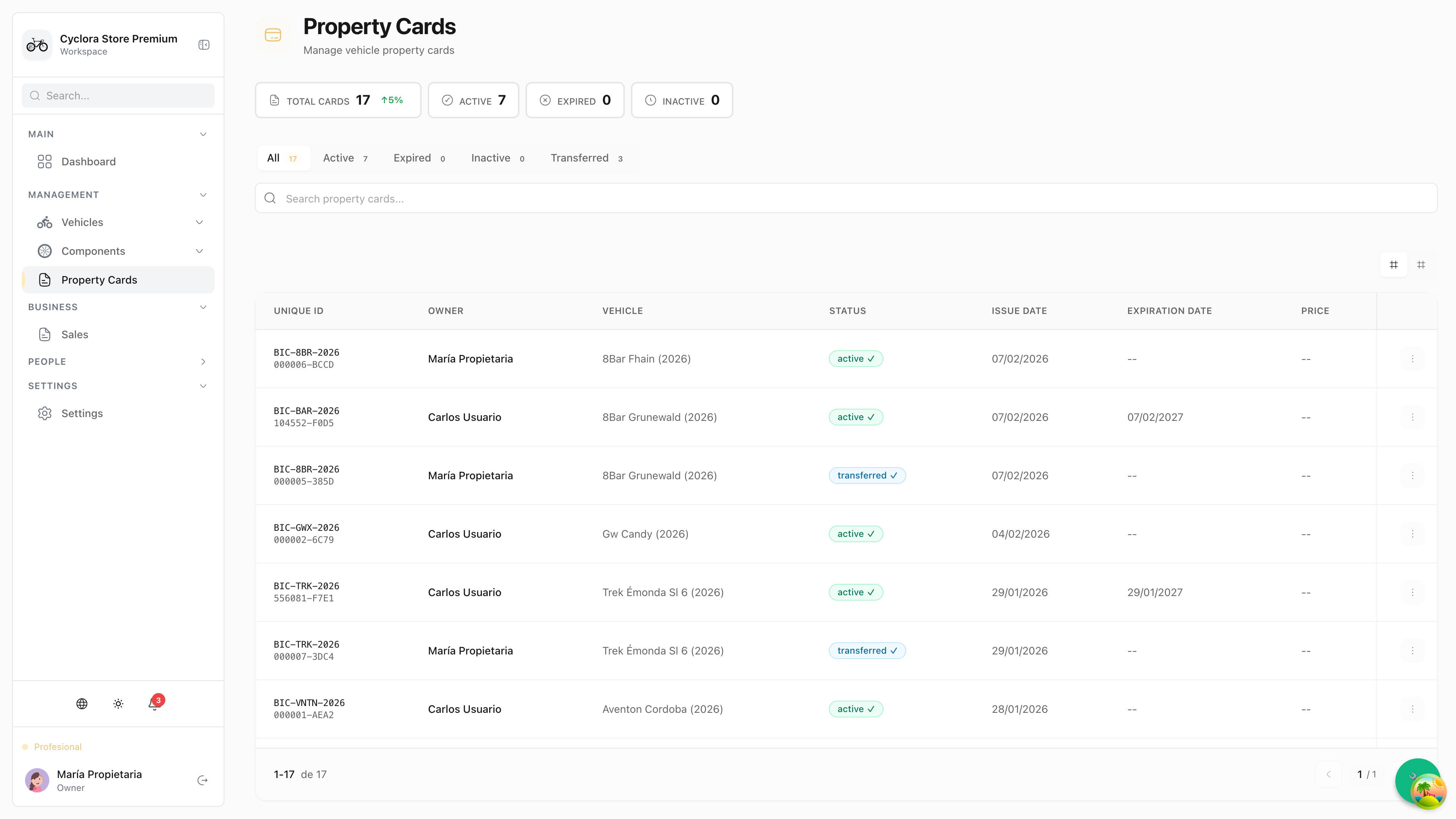 Tarjetas de Propiedad Digitales