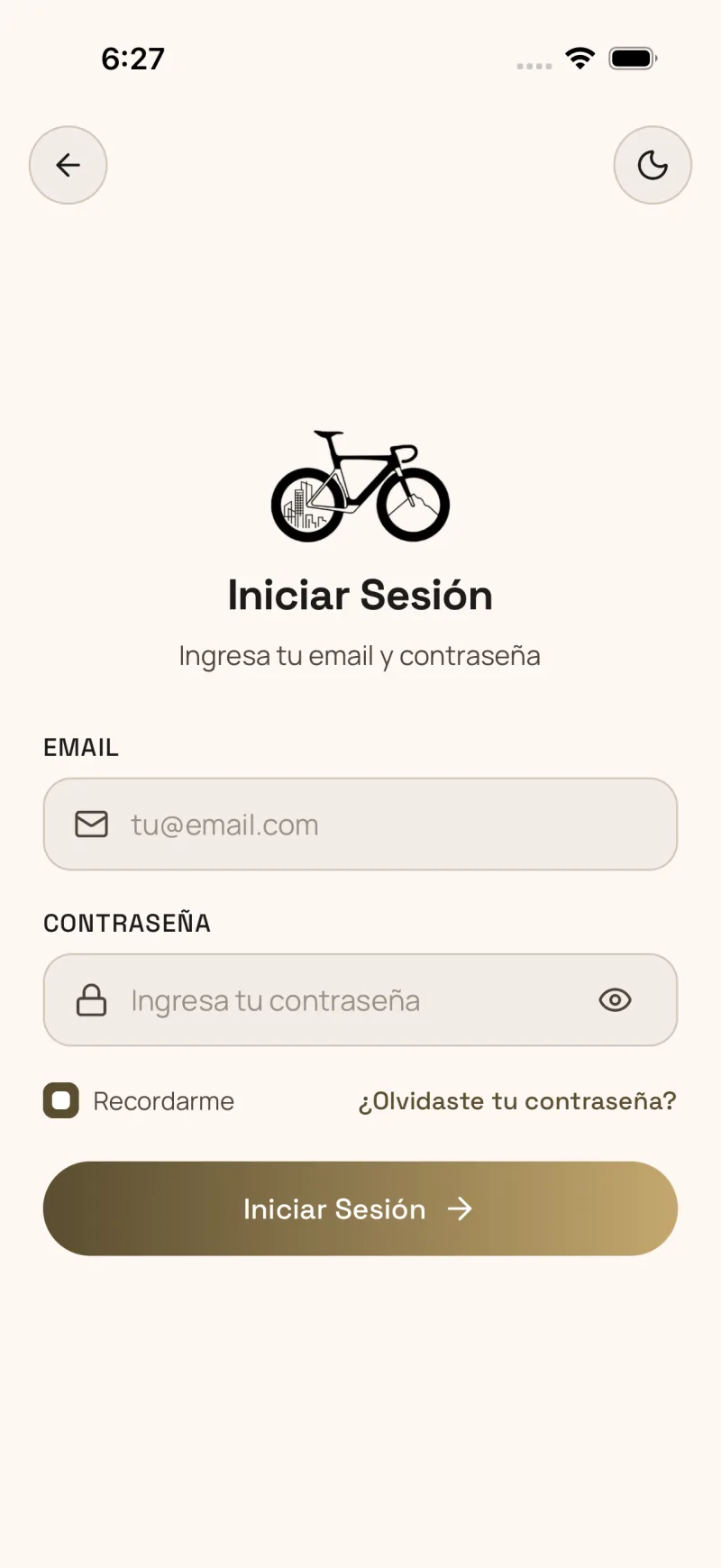 Inicio de sesión en la app móvil